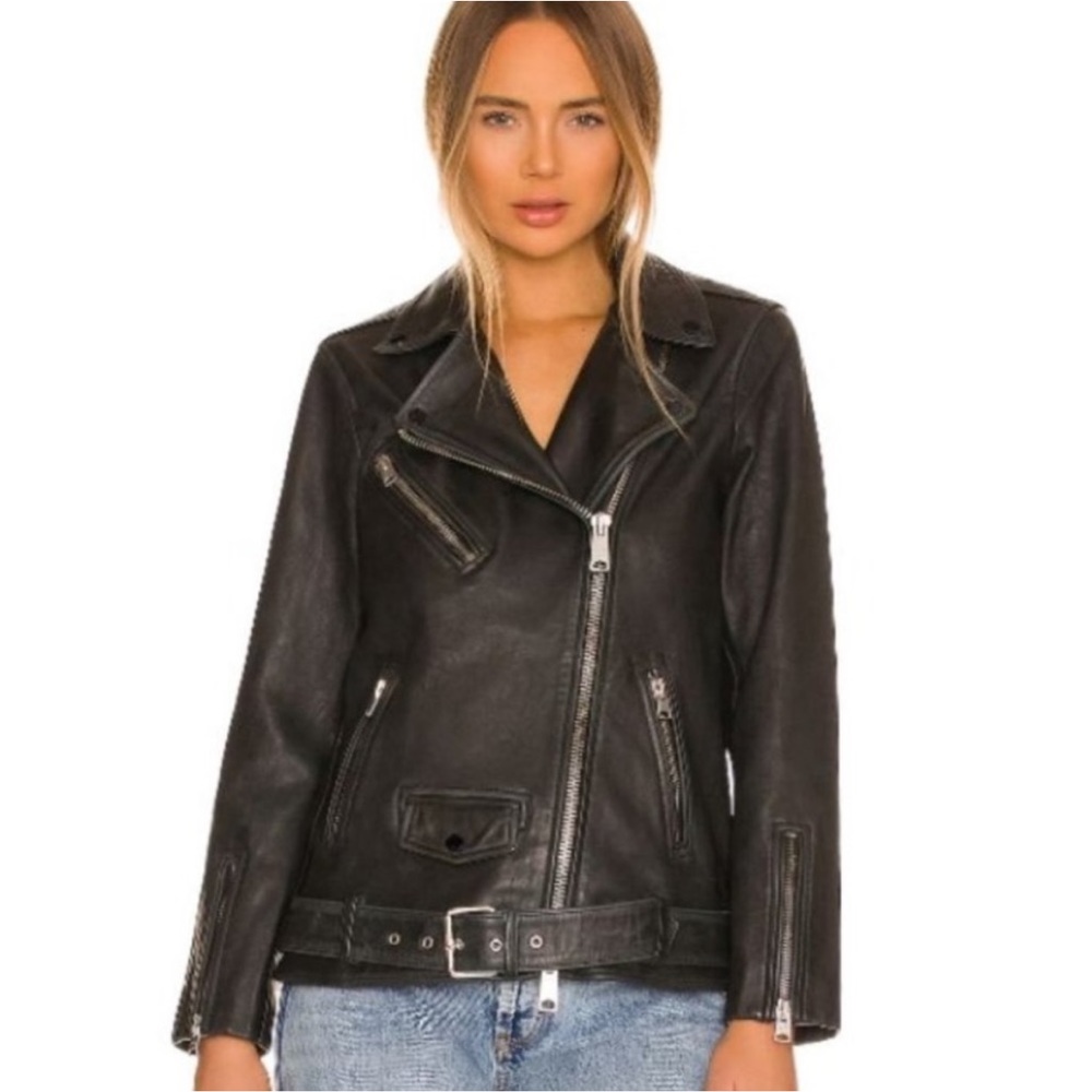 All Saints Billie Oversized Leather Biker Jacket